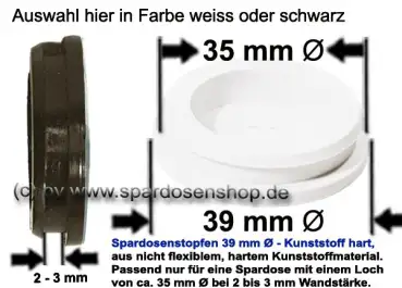 Spardosenstopfen 39 mm hard Gesamt